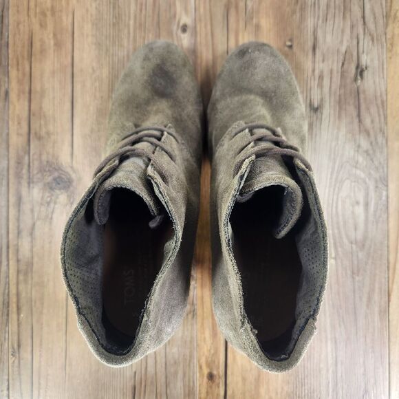 TOMS Lunata Womens Sz 8.5 Gray Suede 3" Heeled Rustic Booties Ankle Boots 300416 - Picture 7 of 11